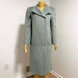 mila schön Women's Light Blue Alpaca Wool Blend Coat Made in Italy Size 10/42